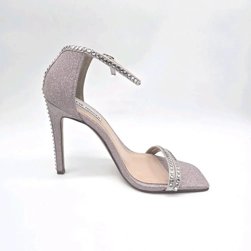 Steve Madden Colette Rhinestone Heels 8.5 Blush Pink Stiletto